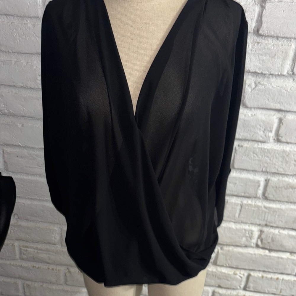BCX Black Draped Women's Blouse